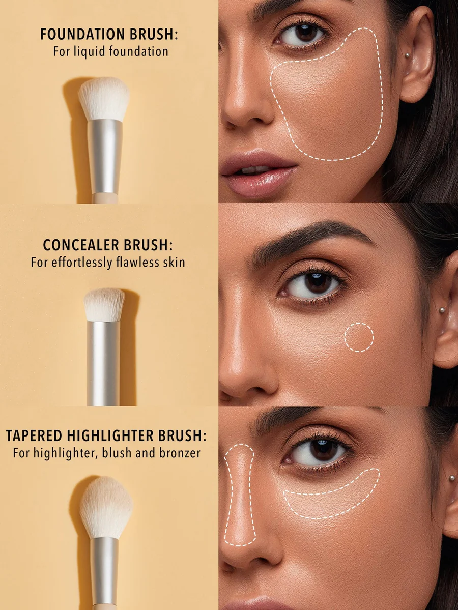 ست براش شیگلم پک 3 عددی  مدل face essential brush set