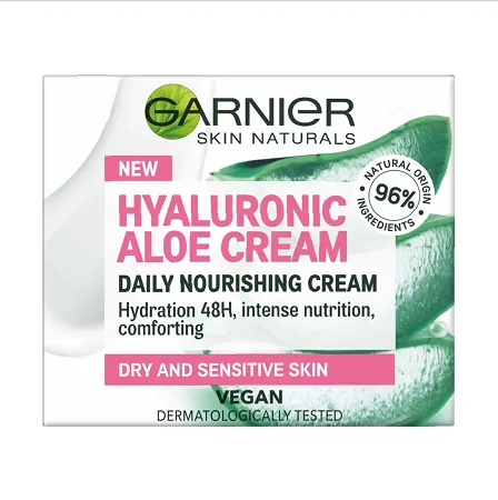 کرم آلوئه ورا گارنیر تغذیه کننده و آبرسان پوست حاوی هیالورونیک مناسب پوست خشک و حساس کرم آلوئه ورا گارنیر تغذیه کننده و آبرسان پوست حاوی هیالورونیک مناسب پوست خشک و حساس