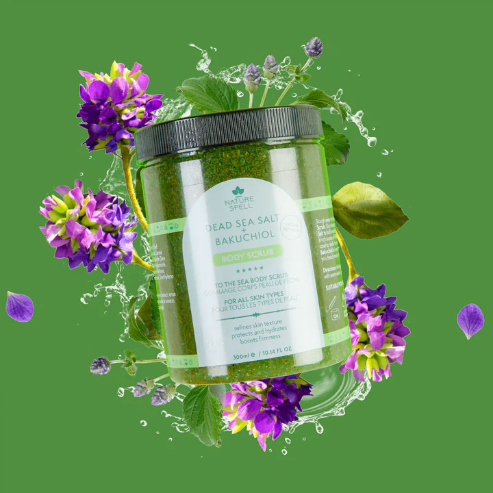 اسکراب بدن نیچر اسپل پاکسازی حاوی نمک دریا و BAKUCHIOL