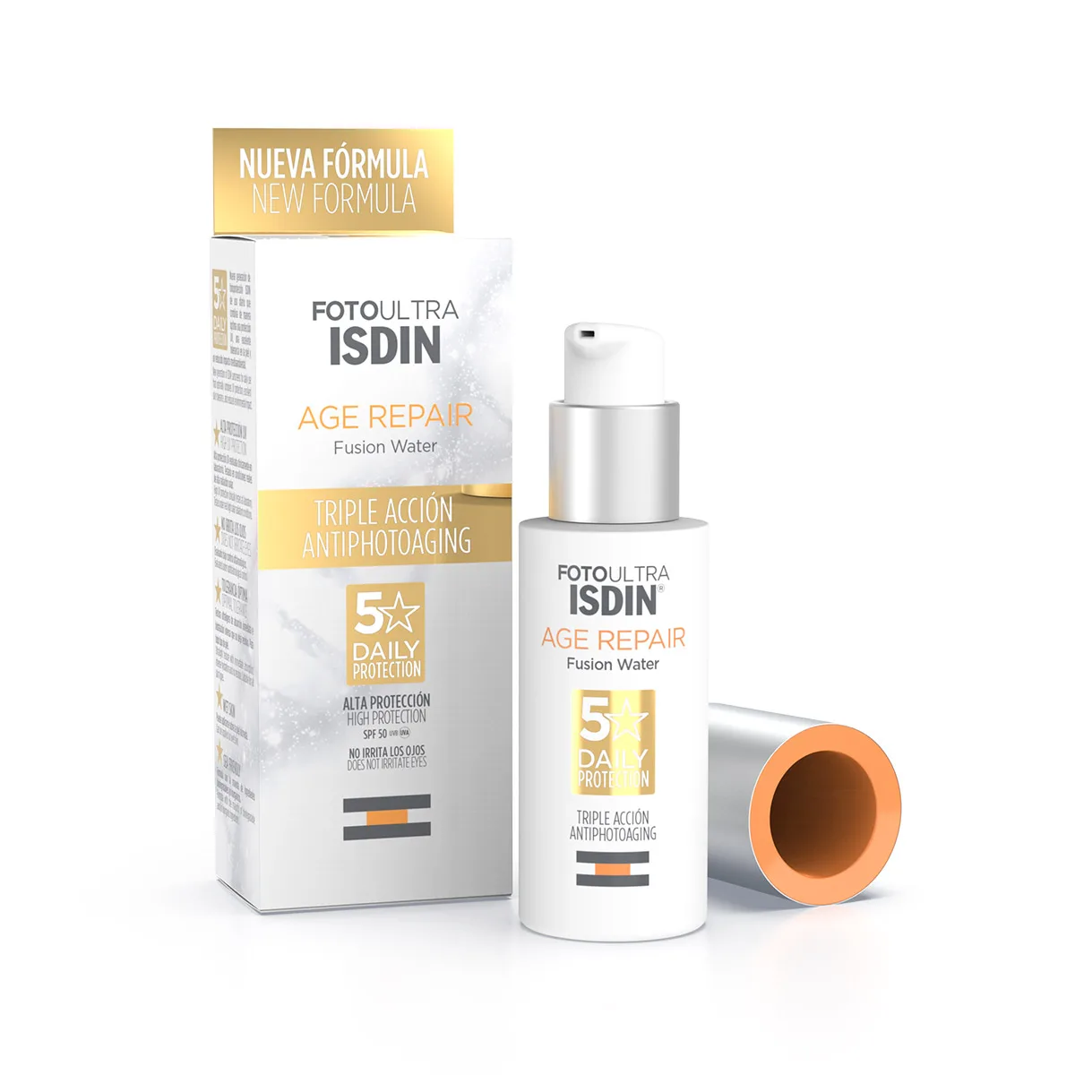 ضد آفتاب بی رنگ ضد پیری و چروک ایزدین Foto Ultra ISDIN Age Repair Fusion Water SPF 50