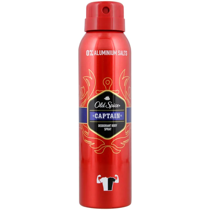 اسپری بدن ضد تعریق اولد اسپایس بدون آلمینیوم رایحه CAPITAN طراوت بخش ضد لک