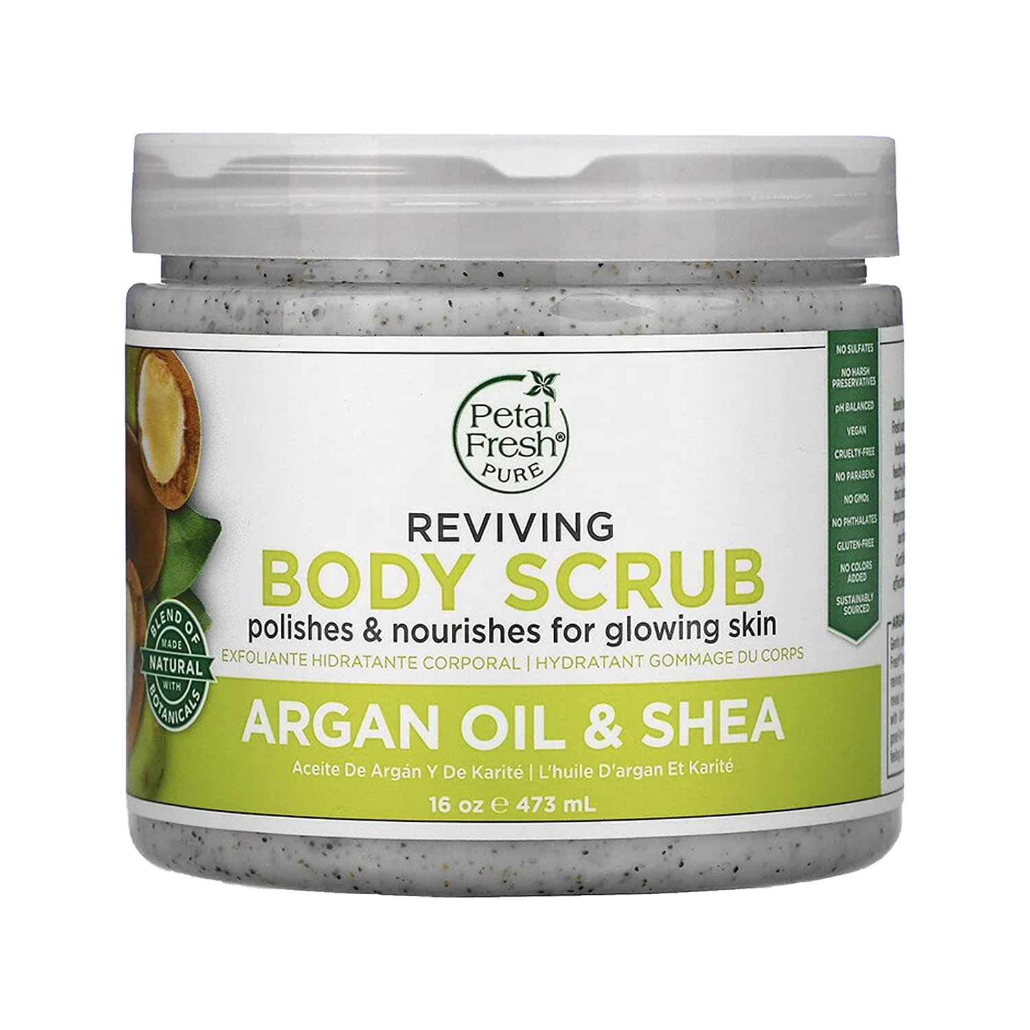 اسکراب بدن روغن آرگان و شی پتال فرش لایه بردار آبرسان قوی و نرم کننده بدن ۴۷۳میل