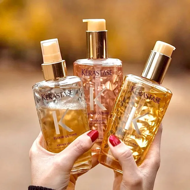سرم مو الکسیر التایم کراستاس درخشان کننده ترمیم کننده ضد موخوره ضد حرارت  Kerastase Elixir Ultime L'Huile Originale Hair Oil