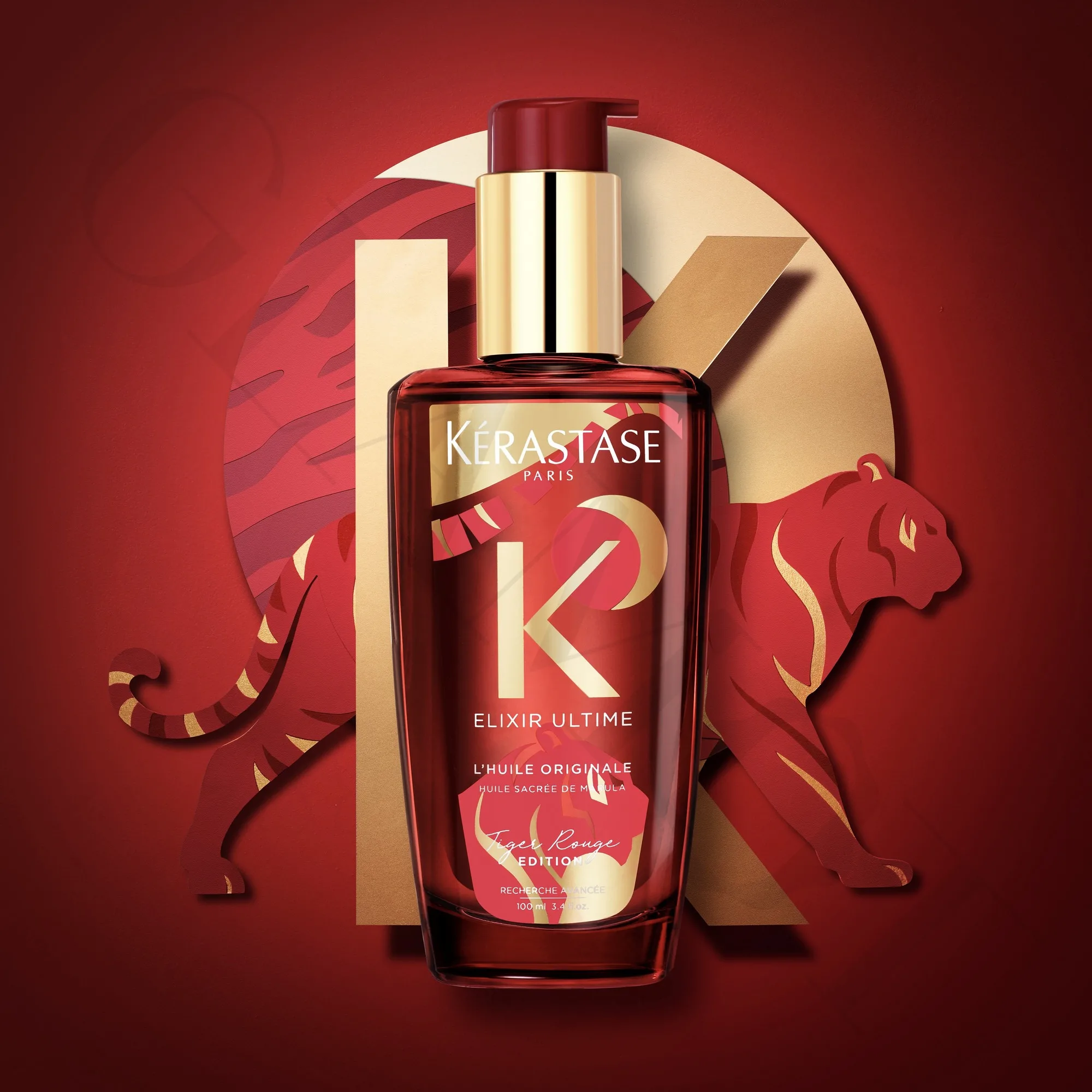سرم مو کراستاس عطر مو ببر قرمز اورجینال Kerastase Elixir Ultime Huile Originale Tiger Rouge