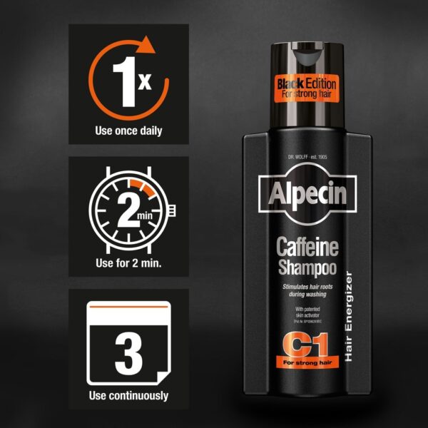 شامپو آلپسین اصل ضد ریزش سری مشکی Alpecin Coffein C1 Shampoo Dark Edition1