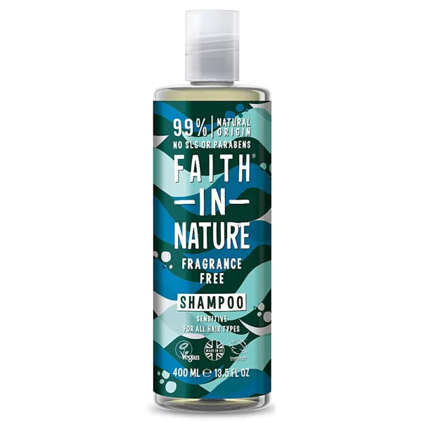 شامپو فیت این نیچر FRAGRANCE FREE بدون اسانس رنگ عطر مناسب انواع مو 100% طبیعی وگان FAITH IN NATURE