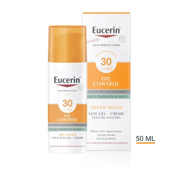 ضد آفتاب بی رنگ اوسرین ژل کرم SPF30 پوست چرب OIL CONTROL Eucerin