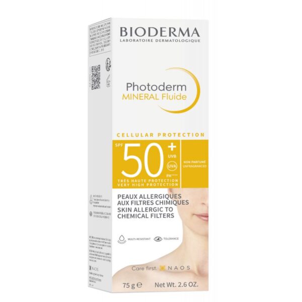 ضد آفتاب بی رنگ بایودرما فلوئیدی مایع مینرال مناسب پوست حساس و آلرژیک و انواع پوست Bioderma Photoderm Mineral Fluid