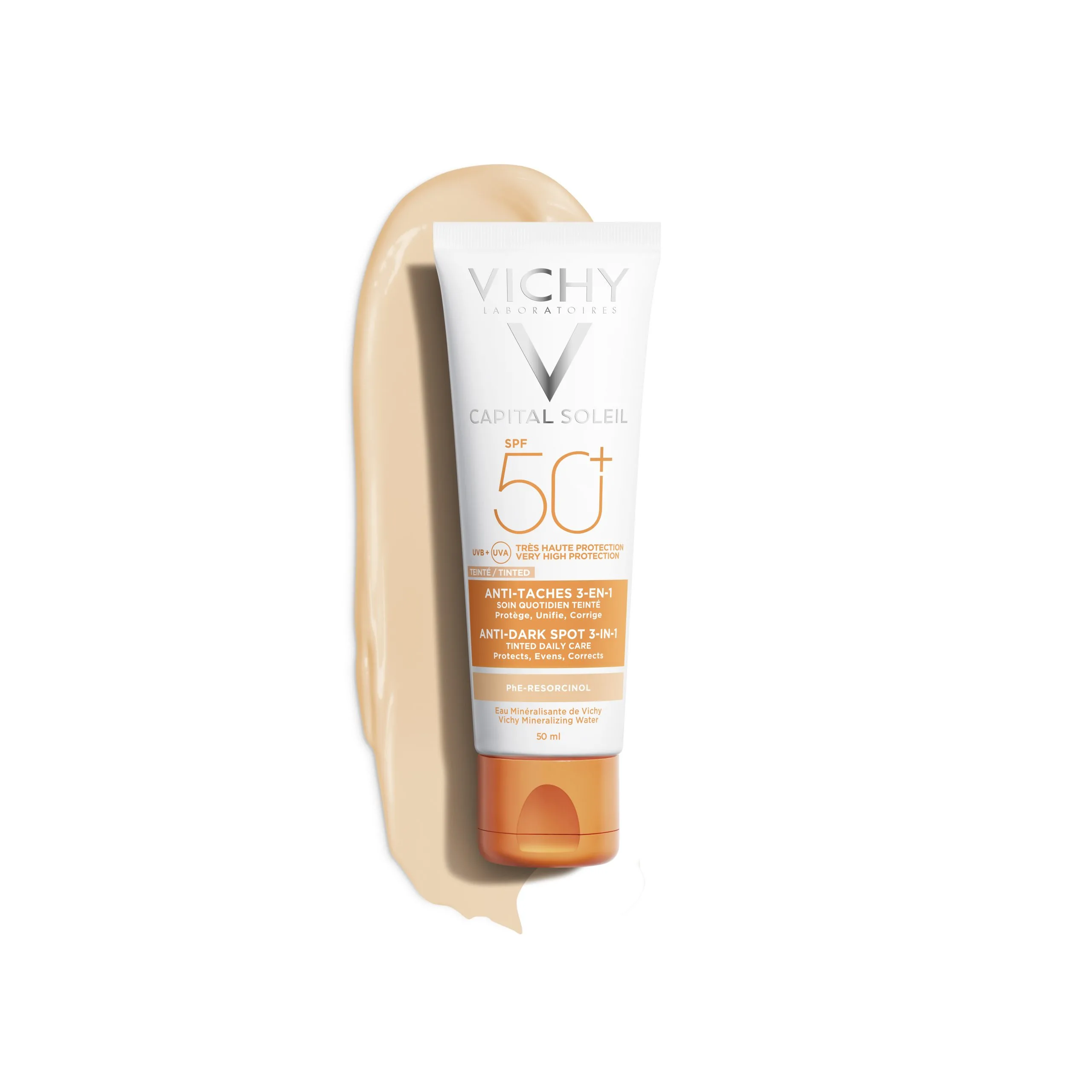 کرم ضد آفتاب رنگی ضد لک و ضد تیرگی ویشی پوست حساس SPF50  Vichy Capital Soleil Ideal Soleil