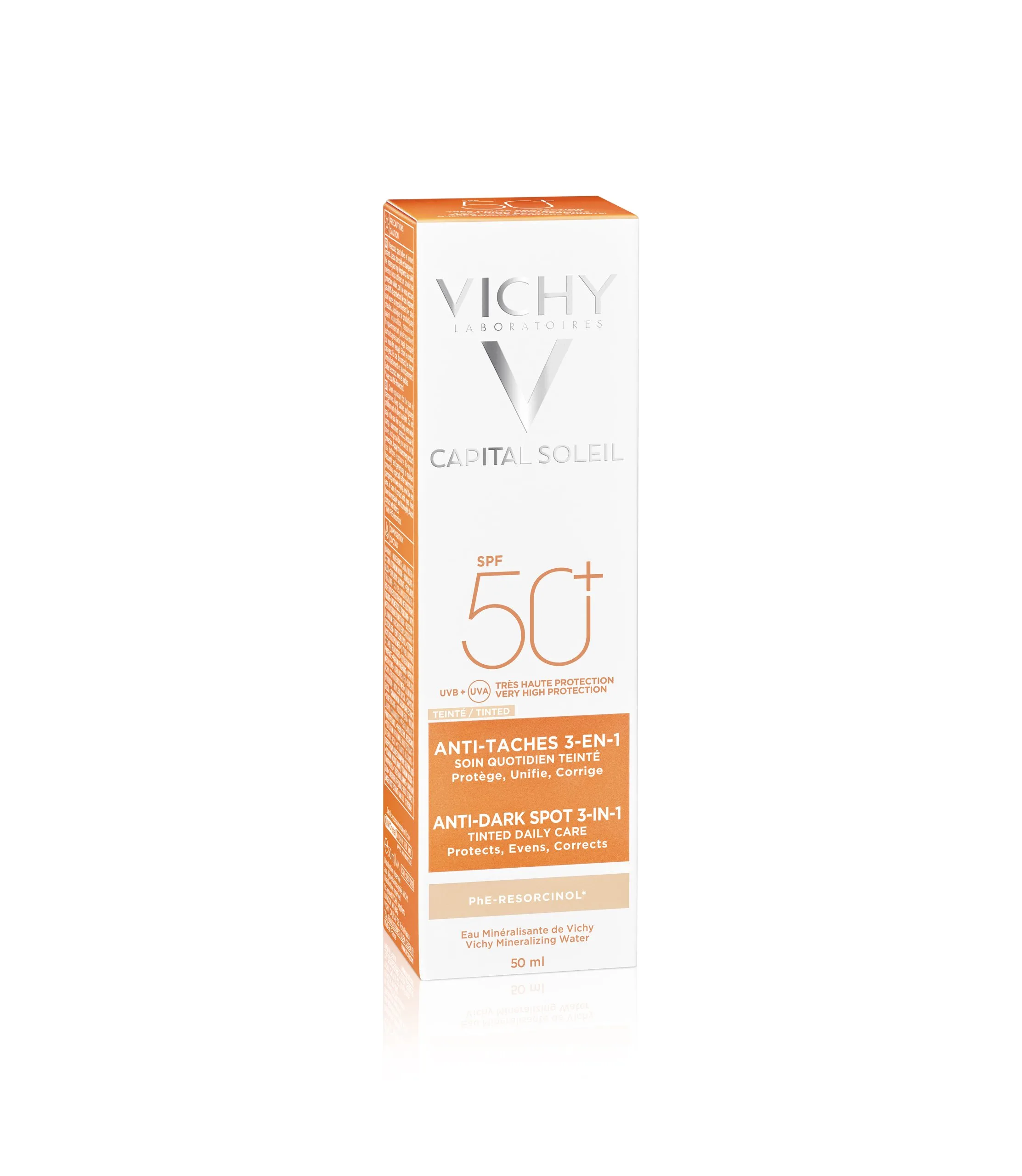 کرم ضد آفتاب رنگی ضد لک و ضد تیرگی ویشی پوست حساس SPF50  Vichy Capital Soleil Ideal Soleil