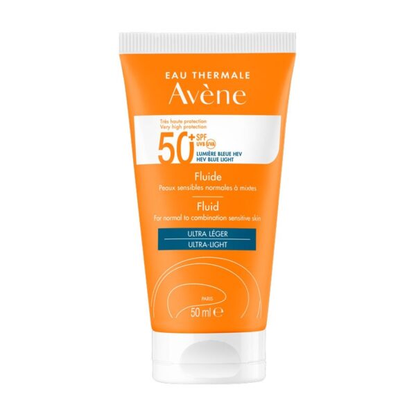 ضد آفتاب فلوئیدی اون مناسب پوست حساس و انواع پوست Avene solar Fluid SPF 50+ Blue Light Sensitive skin