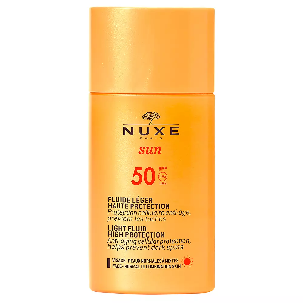 ضد آفتاب فلوئیدی مایع نوکس ضد پیری مناسب پوست نرمال تا مختلط NUXE SUN fluide léger haute protection SPF50