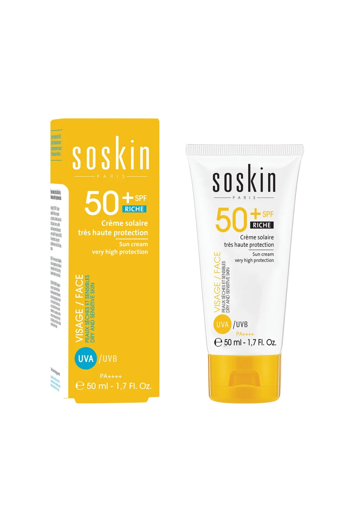 ضد آفتاب کرمی ساسکین فرانسه مرطوب کننده با محافظت بالا SPF50 UAV/UVB