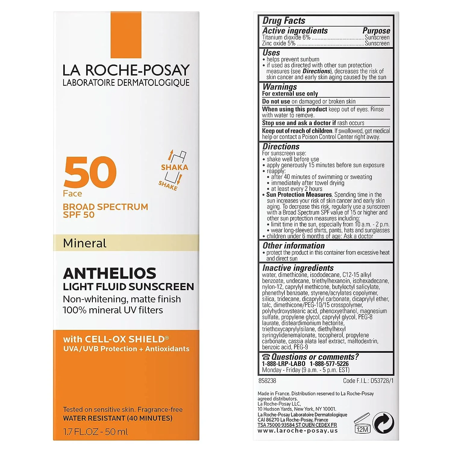 ضدآفتاب بی رنگ لاروش پوزای ضدپیری مینرال پوست حساس 50میل SPF50