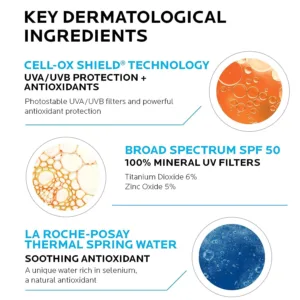 ضدآفتاب بی رنگ لاروش پوزای ضدپیری مینرال پوست حساس 50میل SPF50