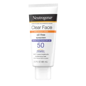 ضدآفتاب بی رنگ نیتروژینا | Clear Face سبک، مات و بدون چربی: 88میل | SPF50