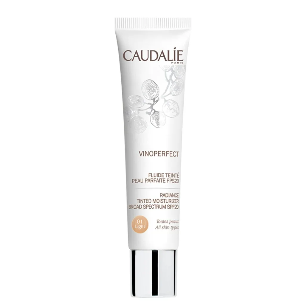 فلوئید رنگی ضد لک لایت 01 وینو پرفکت کدلی مرطوب کننده caudalie vino perfect SPF20