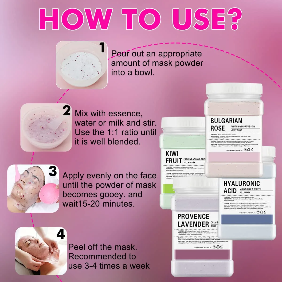 ماسک صورت پودری هیدروژلی دکتر مینایر | گل رز ؛ شفاف کننده و آبرسان قوی