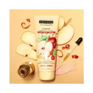 ماسک صورت چهار کاره خاک رسی پاکسازی و اسکراب کننده فریمن حاوی دانه سیب و سرکه سیب (کد7606)