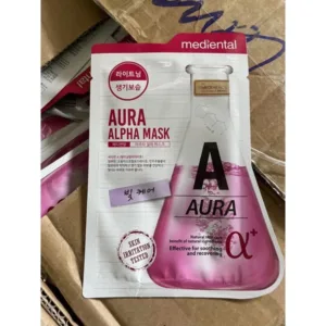 ماسک صورت ورقه ای با خاصیت روشن کنندگی و ترمیم کنندگی پوست AURA ALPHA MASK mediental ساخت کره جنوبی