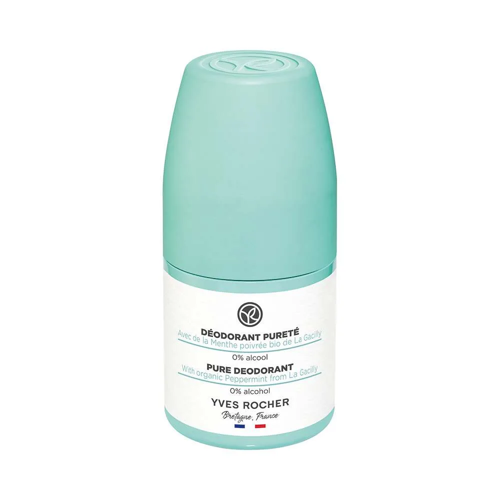 مام رولی دئودورانت ایوروشه سبز بدون آلمینیوم و الکل رایحه پیور تازگی و با طراوت محافظت 48 ساعته Yves Rocher Pure