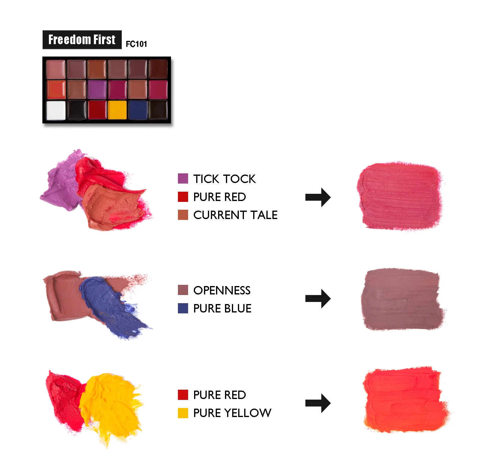 پالت رژ لب فریدام جی کت اصل J. Cat Beauty FREEDOM CREATOR LIP PALETTE - FC101 Freedom First