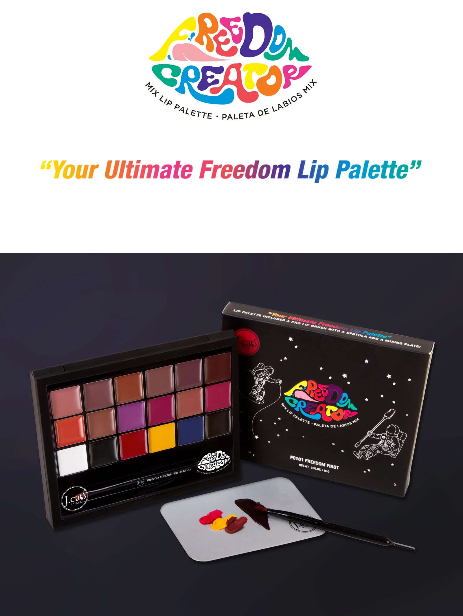 پالت رژ لب فریدام جی کت اصل J. Cat Beauty FREEDOM CREATOR LIP PALETTE - FC101 Freedom First