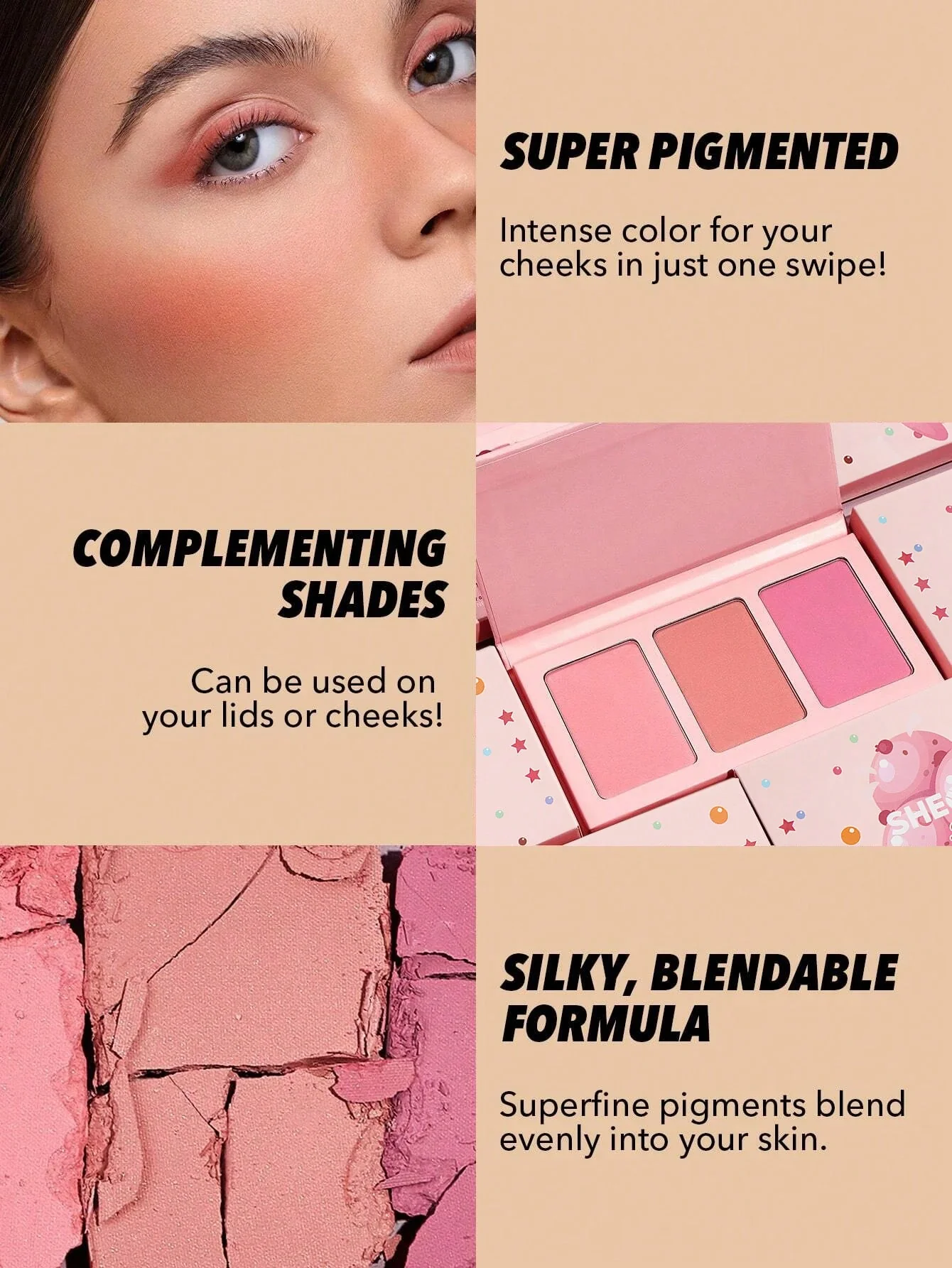 پالت رژگونه 3تایی شیگلم Sweet Cheeks Blush Trio-Enamored