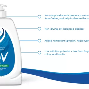 پاک کننده ملایم صورت کیو وی QV جنتل واش پوست خشک تا نرمال 250 میل