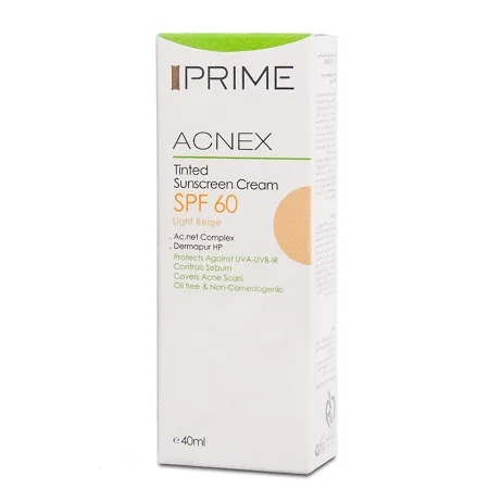 کرم ضد آفتاب رنگی پرایم مناسب پوست مختلط و چرب acnex رنگ بژ روشن light beige
