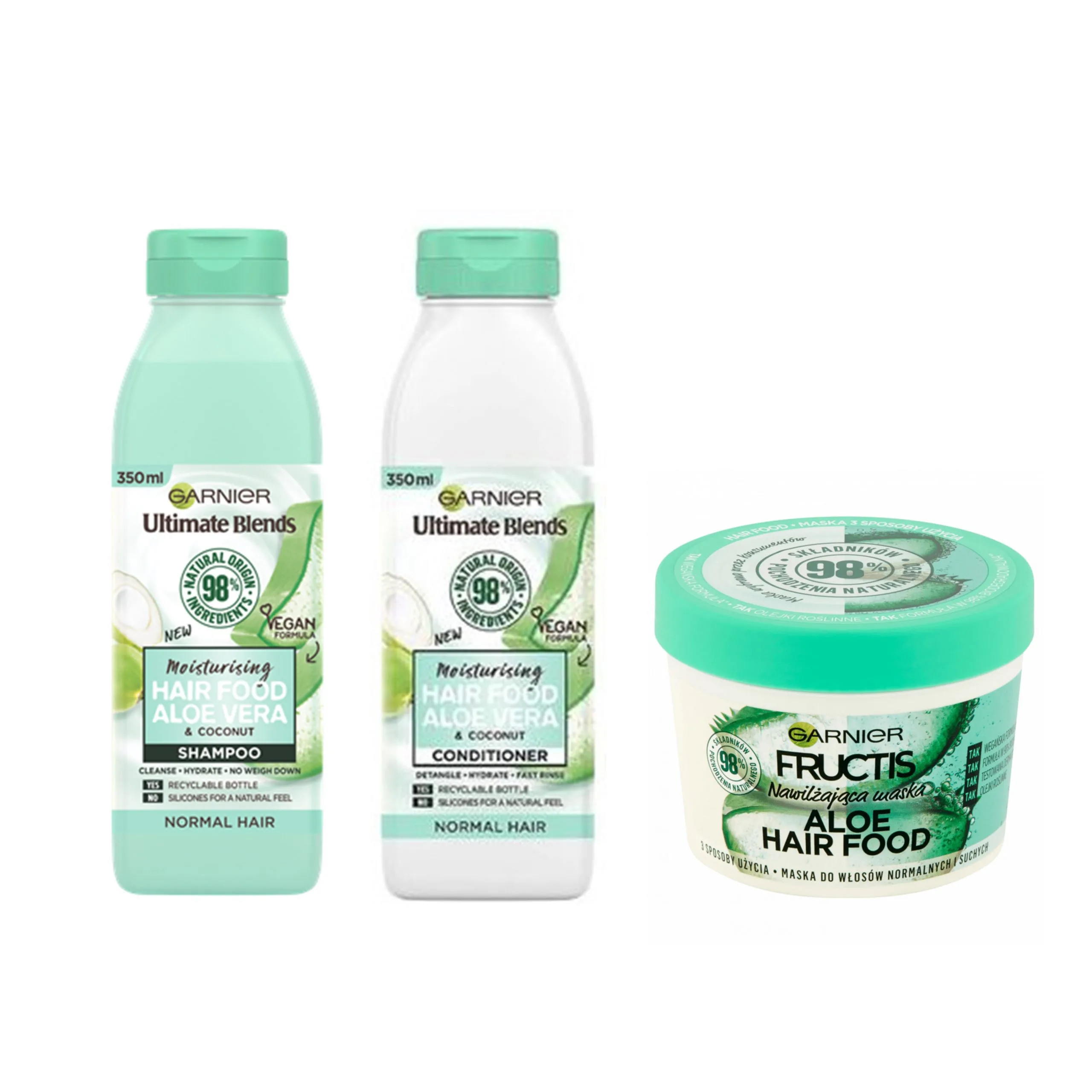 پک محصولات آلوئه ورا گارنیر (شامپو، نرم کننده و غذای مو) پک محصولات آلوئه ورا گارنیر (شامپو، نرم کننده و غذای مو)