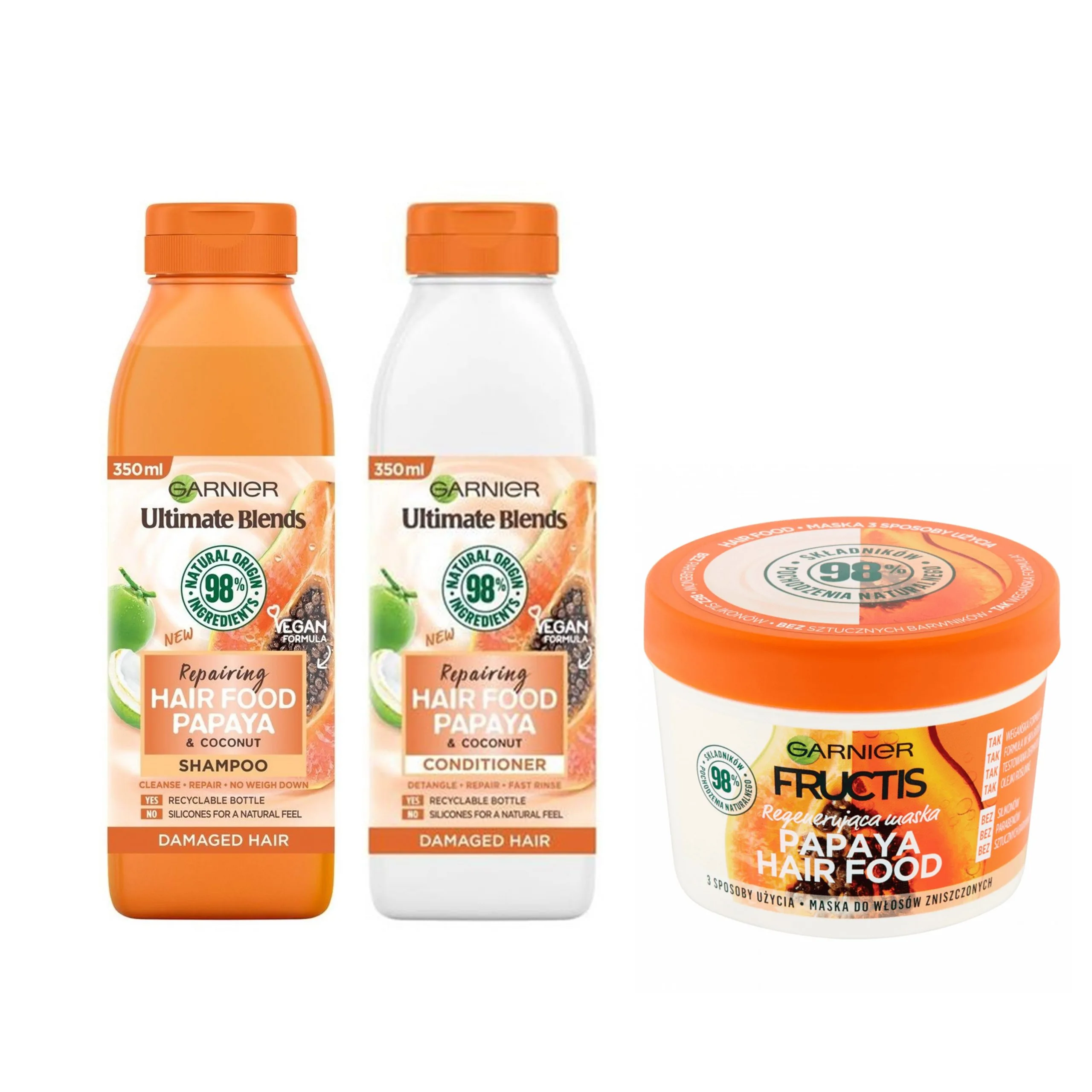 پک محصولات پاپایا گارنیر (شامپو، نرم کننده و غذای مو) پک محصولات پاپایا گارنیر (شامپو، نرم کننده و غذای مو)