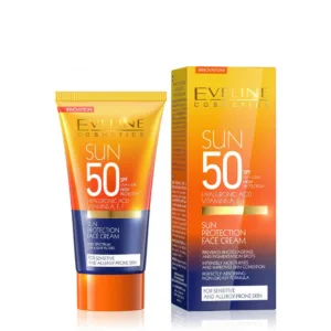 کرم ضد آفتاب اولاین بی رنگ ضد پیری بدون چربی مناسب پوست حساس SPF50